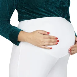 Baby Moo Soft And Comfy Full Length Maternity Leggings Solid - White