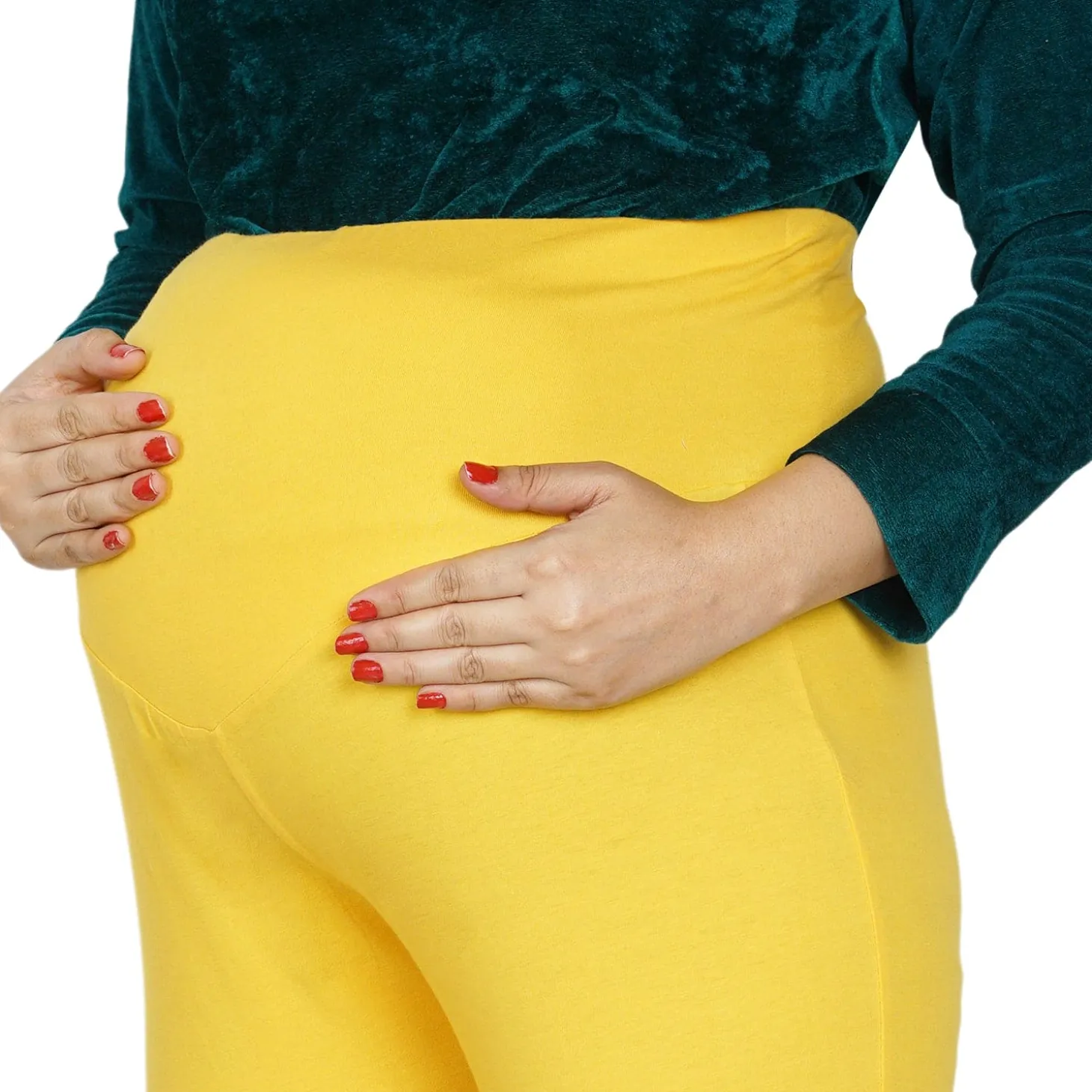 Baby Moo Soft And Comfy Full Length Maternity Leggings Solid - Yellow