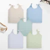Baby Moo Solid Round Neck Sleeveless Tie Knot Cotton Jhablas 5 Pcs - Blue, Multicolour