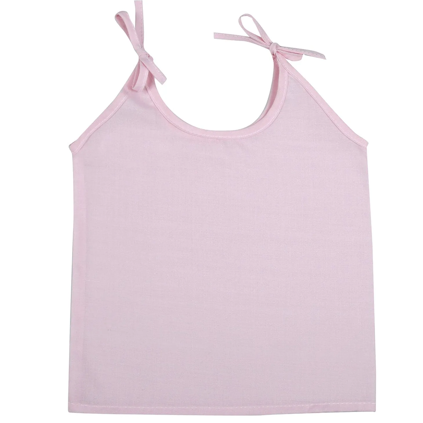 Baby Moo Solid Round Neck Sleeveless Tie Knot Cotton Jhablas 5 Pcs - Pink, Multicolour