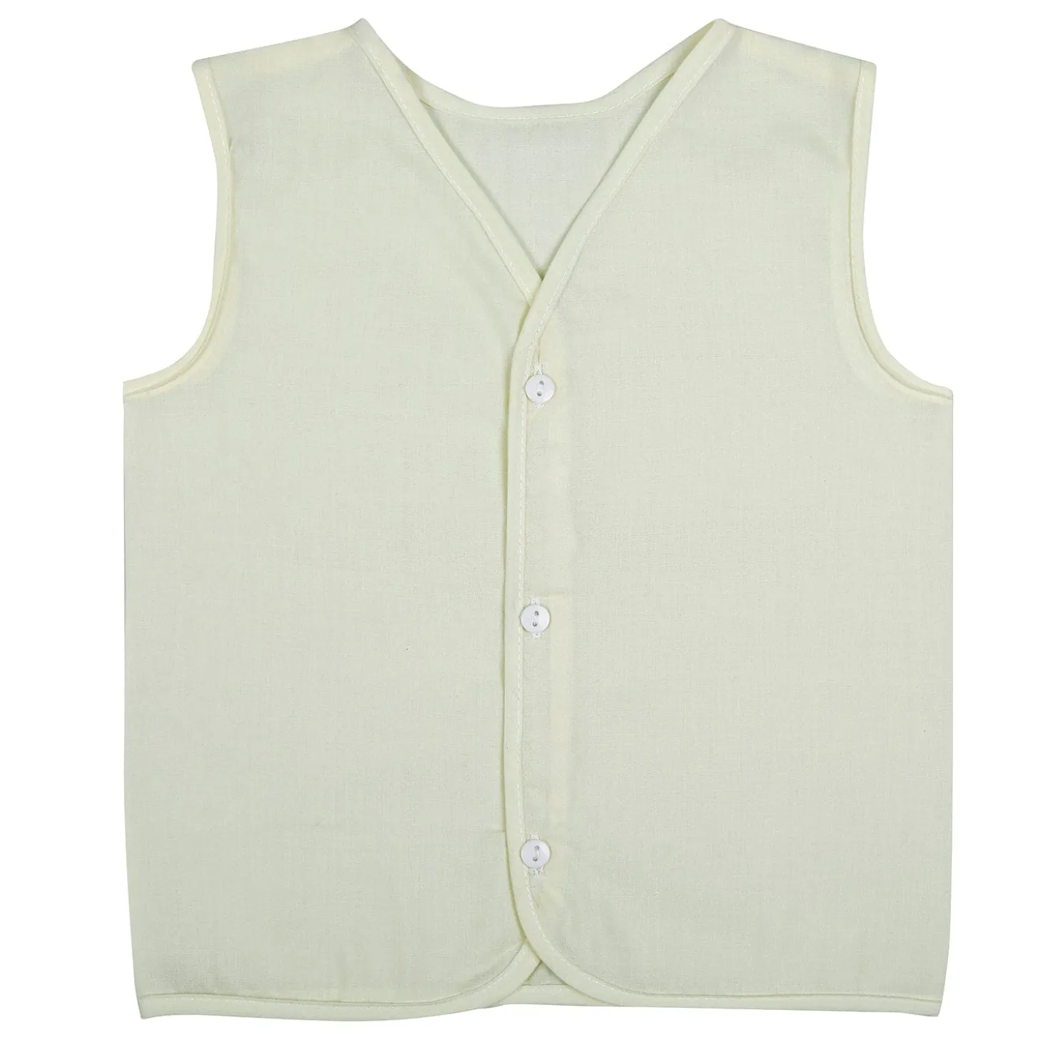 Baby Moo Solid V-Neck Sleeveless Front Opening Button Cotton Jhablas 5 Pcs - Blue, Multicolour