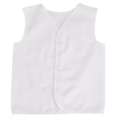 Baby Moo Solid V-Neck Sleeveless Front Opening Button Cotton Jhablas 5 Pcs - White