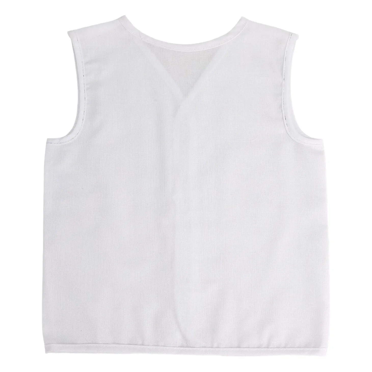 Baby Moo Solid V-Neck Sleeveless Front Opening Button Cotton Jhablas 5 Pcs - White