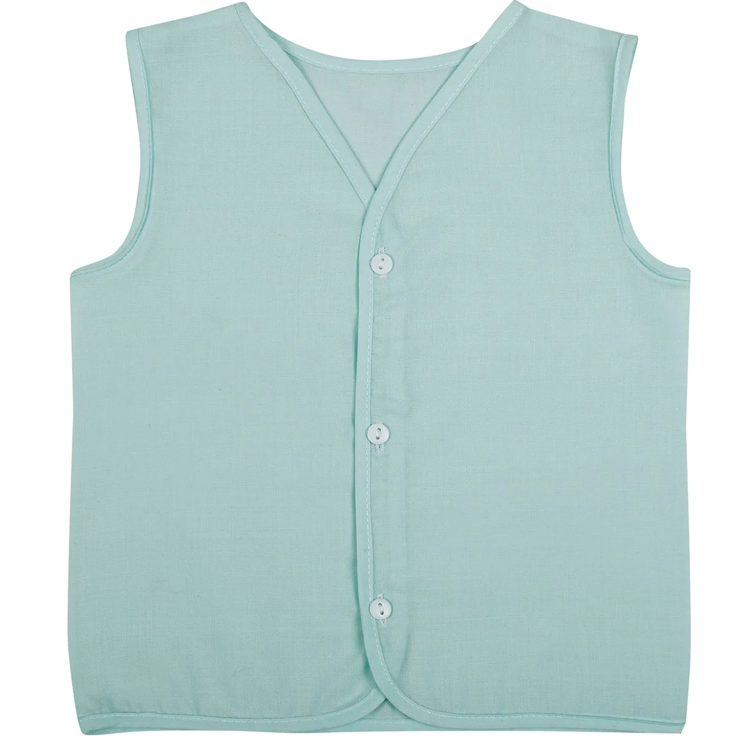 Baby Moo Solid V-Neck Sleeveless Front Opening Button Cotton Jhablas 5 Pcs - Blue, Multicolour