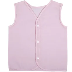 Baby Moo Solid V-Neck Sleeveless Front Opening Button Cotton Jhablas 5 Pcs - Pink, Multicolour