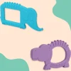 Baby Moo Soothing Silicon Teether BPA And Toxin Free Pack of 2 - Elephant Blue And Hippo Purple