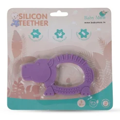 Baby Moo Soothing Silicon Teether BPA And Toxin Free Pack of 2 - Elephant Blue And Hippo Purple