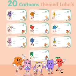 Baby Moo Space And Cartoons Waterproof Labels 40 Pcs Stationery Set For Children - Multicolour