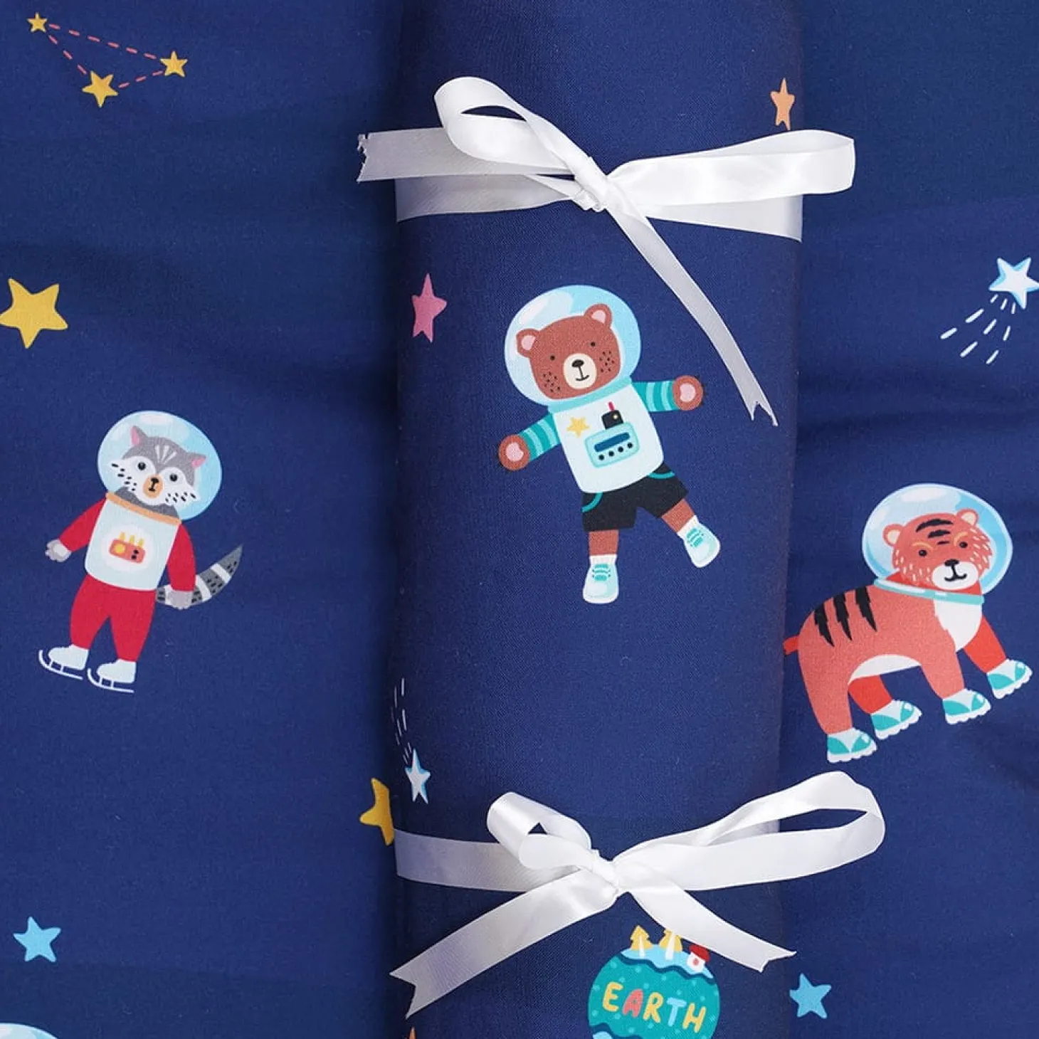 Baby Moo Space Bedding Gift Set 2 Bolsters, U Pillow, Mattress And Quilt Set - Blue