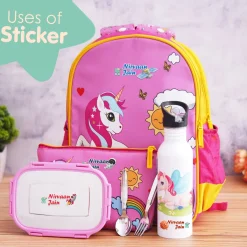 Baby Moo Space Personalised Name Self Adhesive Transparent Embossed Stickers, 3D Labels 10 Pcs Stationery Set for Children - Multicolour