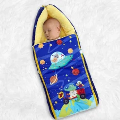 Baby Moo Space Premium Carry Nest Velvet With Fur Lining Sleeping Bag - Blue