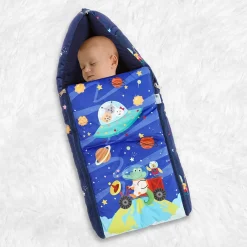 Baby Moo Space Premium Carry Nest Velvet With Hosiery Lining Sleeping Bag - Blue