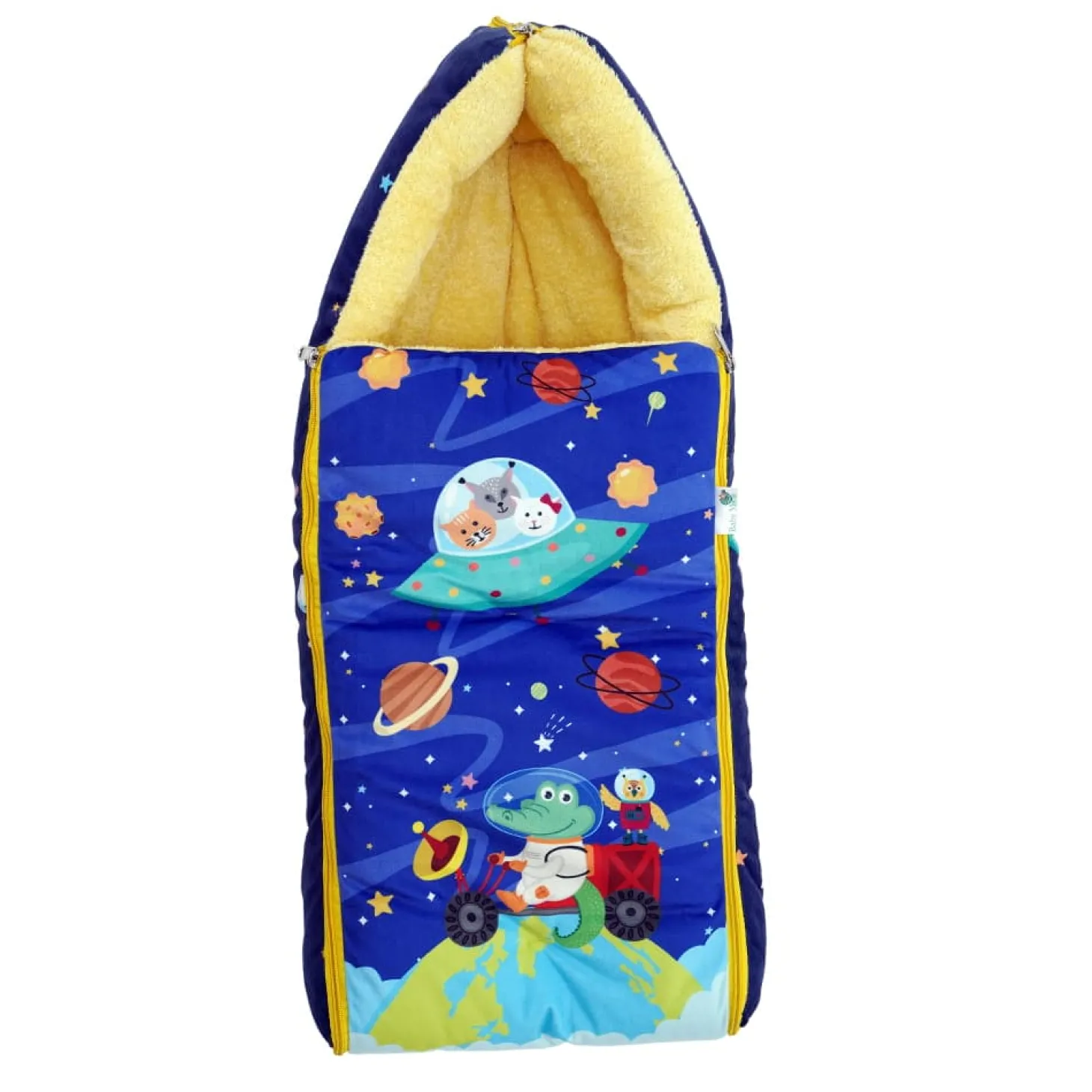 Baby Moo Space Premium Carry Nest Velvet With Fur Lining Sleeping Bag - Blue