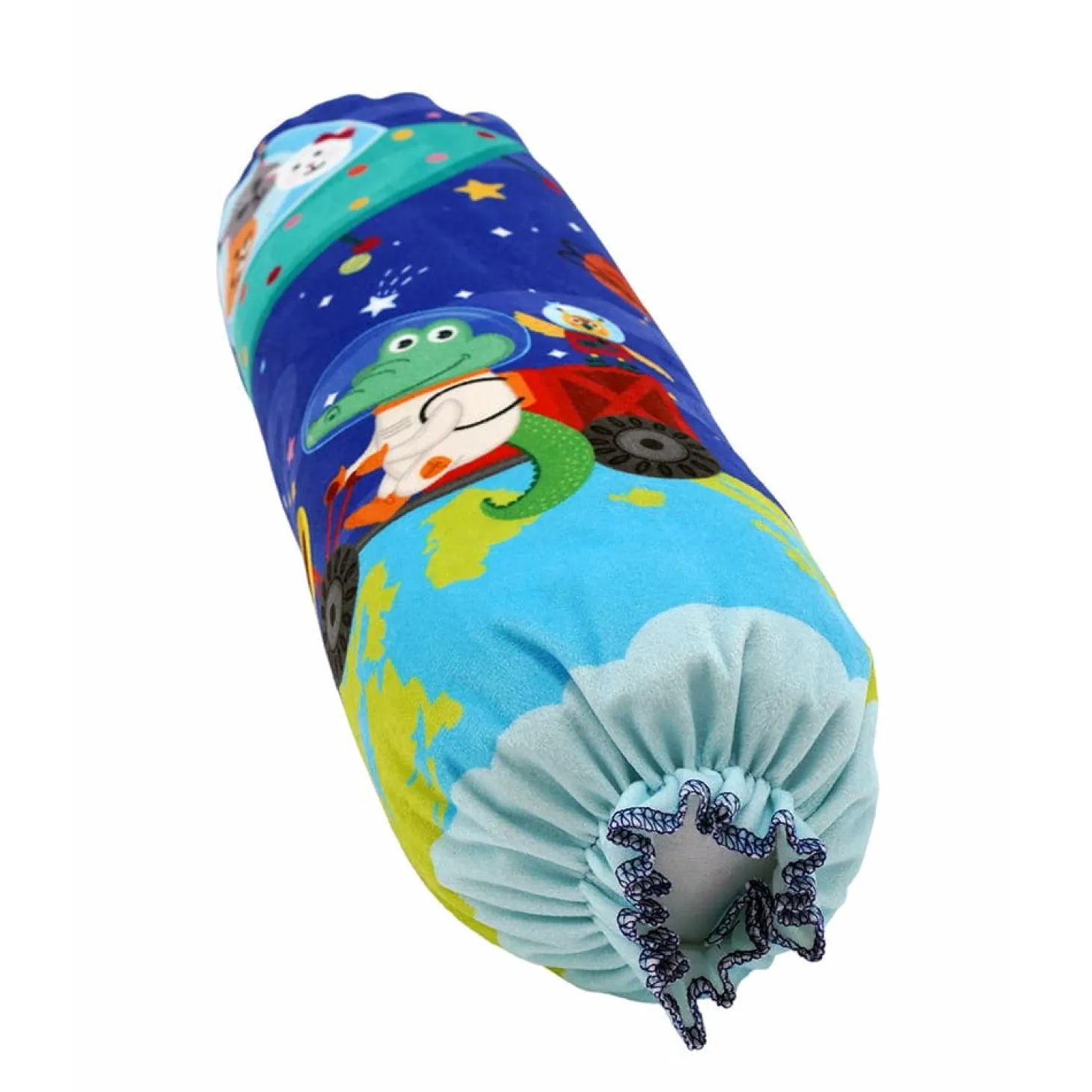 Baby Moo Space Velvet Side Bolster And U Shape Matching Pillow Set - Blue
