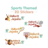 Baby Moo Sports Personalised Name Self Adhesive Transparent Embossed Stickers, 3D Labels 20 Pcs Stationery Set for Children - Multicolour