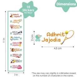 Baby Moo Sports Personalised Name Self Adhesive Transparent Embossed Stickers, 3D Labels 20 Pcs Stationery Set for Children - Multicolour
