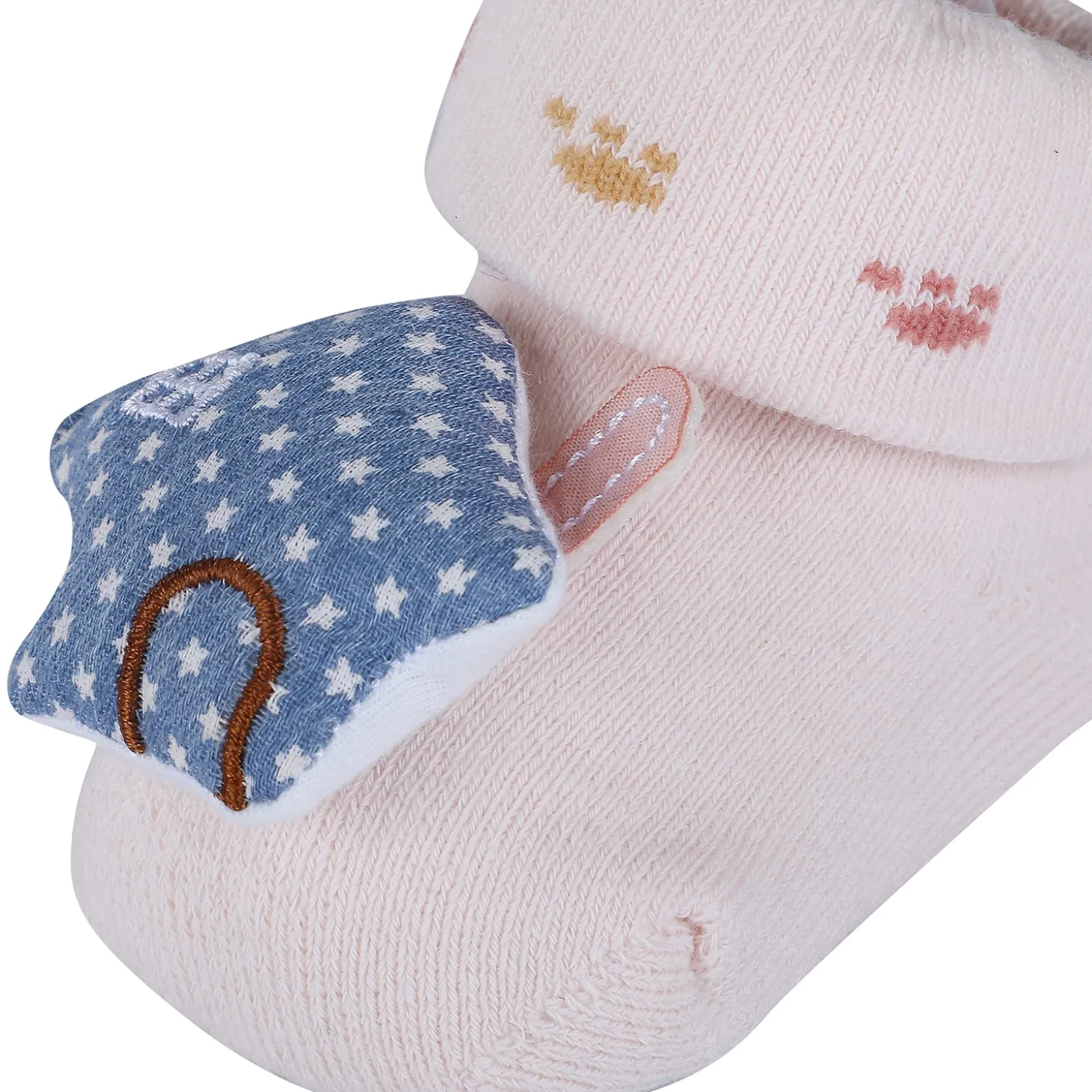 Baby Moo Star House Cotton Anti-Skid 3D Socks - Pink
