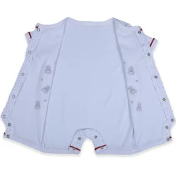 Baby Moo Star Teddy Embroidered Soft Cotton Short Romper - White
