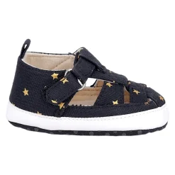 Baby Moo Starry Stylish Anti-Slip Velcro Hook-Loop Sandals - Black