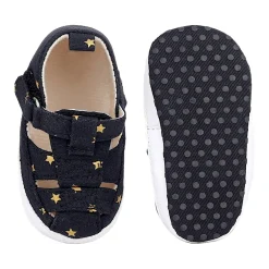 Baby Moo Starry Stylish Anti-Slip Velcro Hook-Loop Sandals - Black