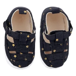 Baby Moo Starry Stylish Anti-Slip Velcro Hook-Loop Sandals - Black