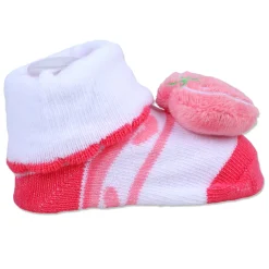 Baby Moo Strawberry Cotton Anti-Skid 3D Socks - Pink
