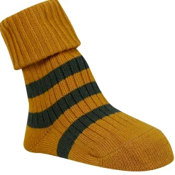 Baby Moo Striped Anti-Skid Socks Pack of 2 - Mustard, Blue