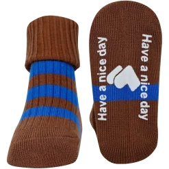 Baby Moo Striped Anti-Skid Socks Pack of 2 - Brown, Grey