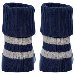 Baby Moo Striped Anti-Skid Socks Pack of 2 - Mustard, Blue