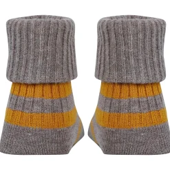 Baby Moo Striped Anti-Skid Socks Pack of 2 - Green, Grey