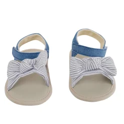 Baby Moo Striped Blue Booties