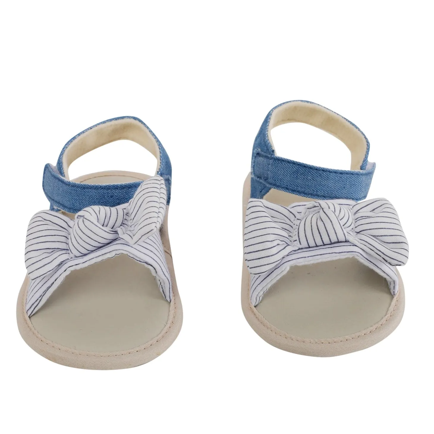 Baby Moo Striped Blue Booties
