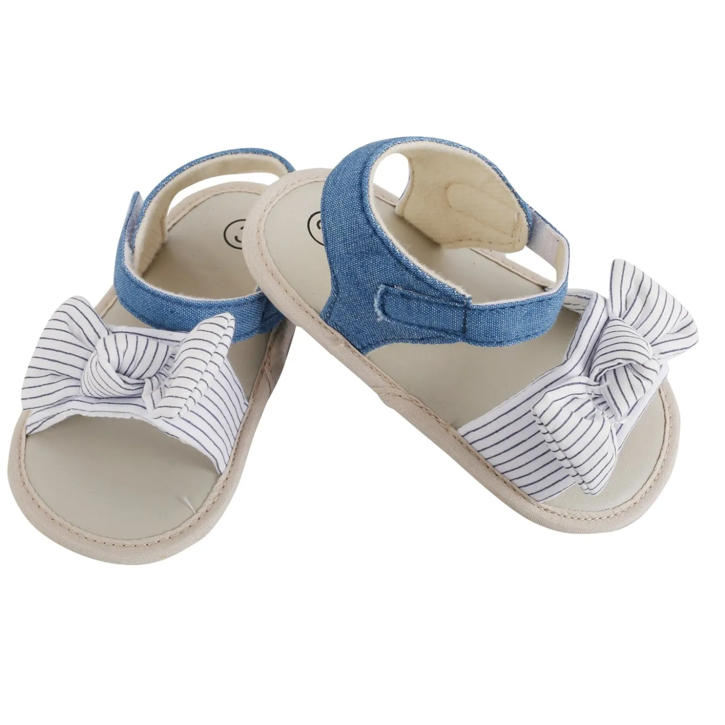 Baby Moo Striped Blue Booties