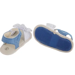 Baby Moo Striped Blue Booties