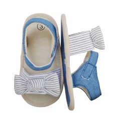 Baby Moo Striped Blue Booties