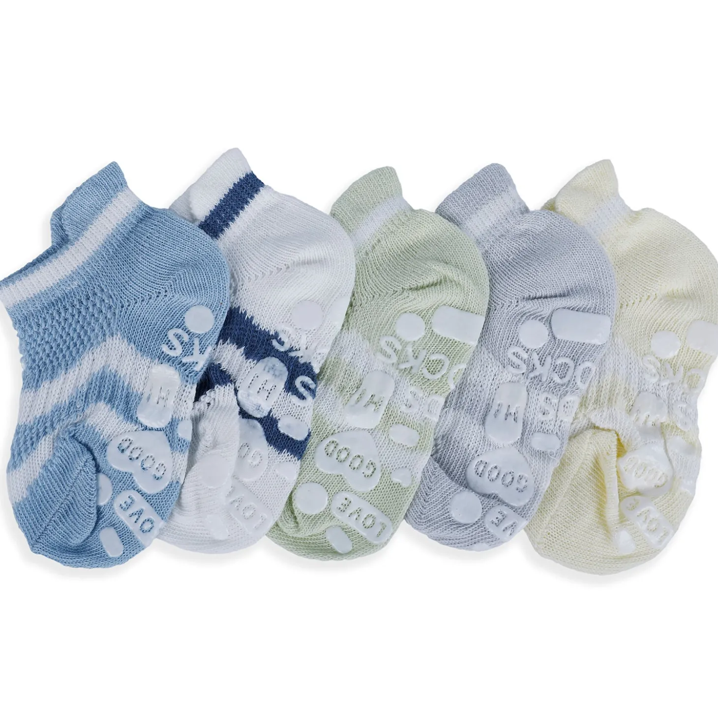 Baby Moo Striped Comfy Anti-Skid Adorable 5 Pack Socks - Multicolour