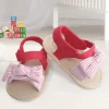 Baby Moo Striped Red Booties
