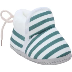 Baby Moo Striped Soft Slip-On Anti-Skid Plush Warm Booties - Green