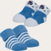 Baby Moo Striped Soft Socks Booties Pack of 2 - Blue