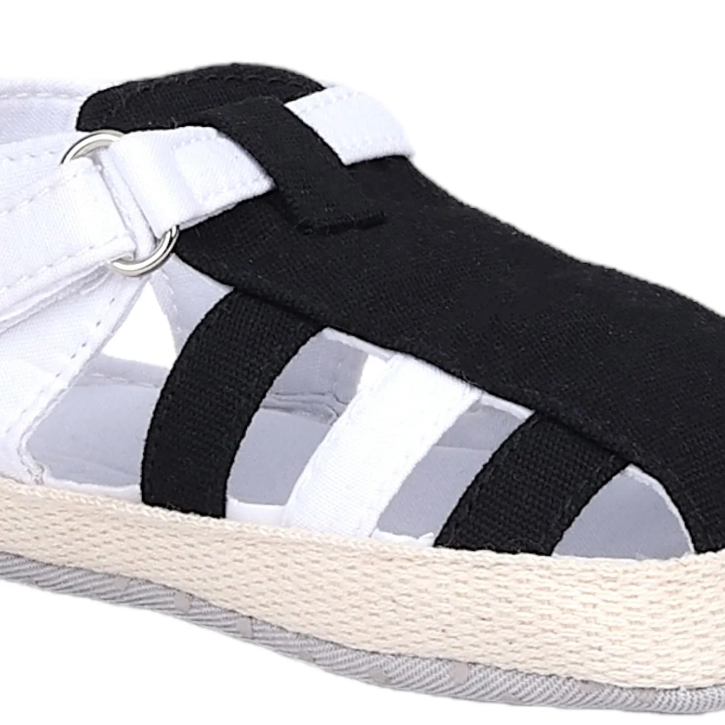 Baby Moo Stylish And Breathable Velcro Straps Anti-Skid Sandals - Black, White