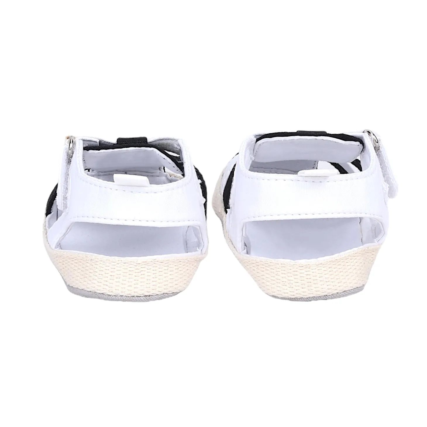 Baby Moo Stylish And Breathable Velcro Straps Anti-Skid Sandals - Black, White