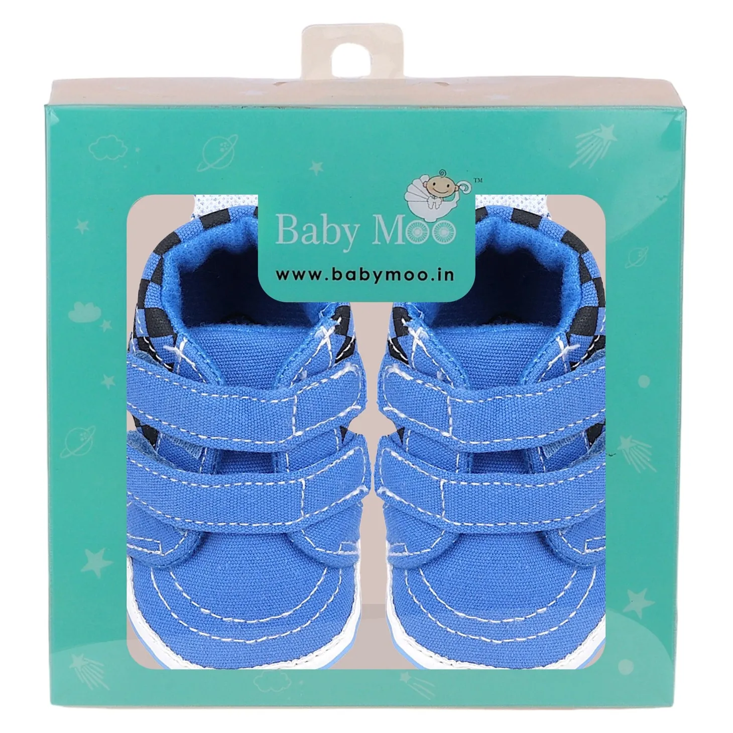 Baby Moo Stylish Casual Velcro Straps Anti-Skid Sneakers - Blue