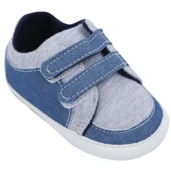Baby Moo Stylish Colour Blocked Velcro Straps Anti-Skid Sneakers - Grey, Blue