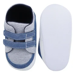 Baby Moo Stylish Colour Blocked Velcro Straps Anti-Skid Sneakers - Grey, Blue