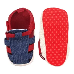 Baby Moo Stylish Denim Breathable Velcro Straps Anti-Skid Sandals - Blue