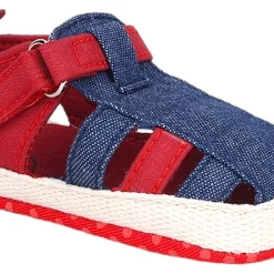 Baby Moo Stylish Denim Breathable Velcro Straps Anti-Skid Sandals - Blue