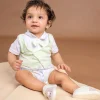 Baby Moo Stylish Dino With Elegant Bow Short Romper - Green