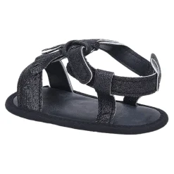 Baby Moo Stylish Tassel All Season Glitter Velcro Straps Anti-Skid Sandals - Black
