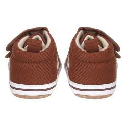 Baby Moo Stylish Velcro Strap Anti-Skid Canvas Sneakers - Brown, White