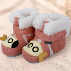 Baby Moo Submarine Velcro Warm Furry Booties - Pink